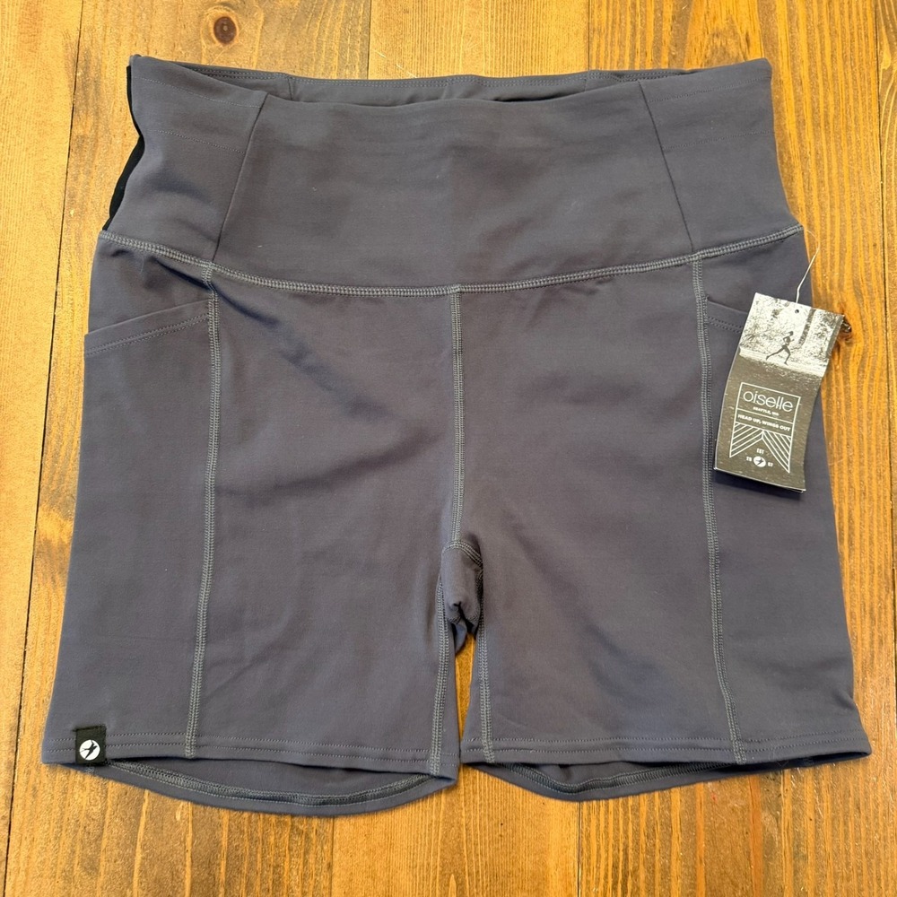 Oiselle Pocket Jogger Running Shorts 5" Size 14 Compression Obsidian Gray NWT